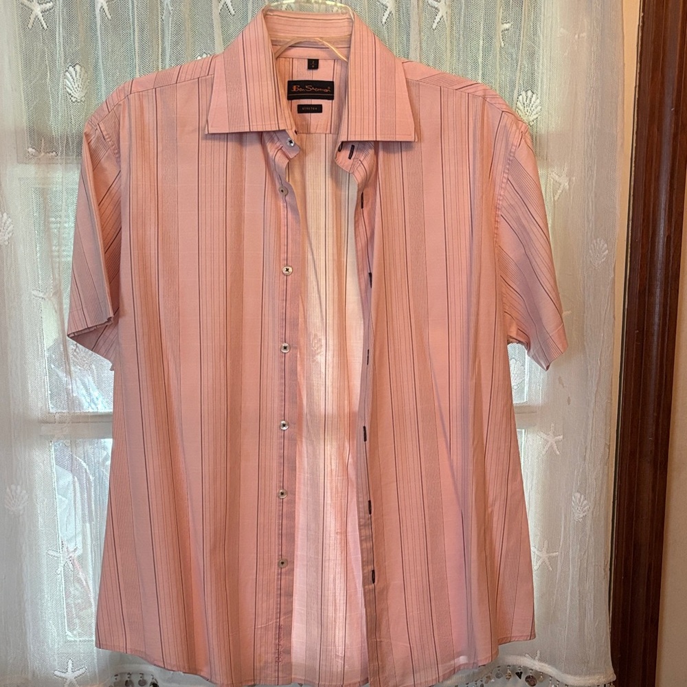 Ben Sherman Men's Pink Striped Casual Button Down Shirt